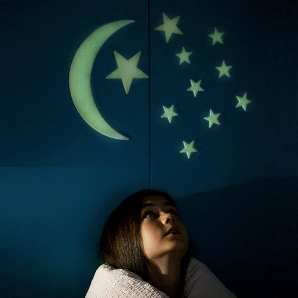 Set Luna y 12 estrellas que brillan en la oscuridad