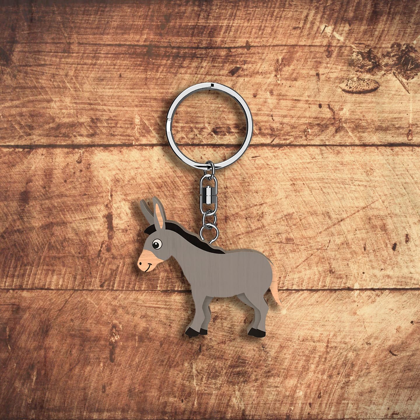 Llavero de madera con forma de Asno (Burro)