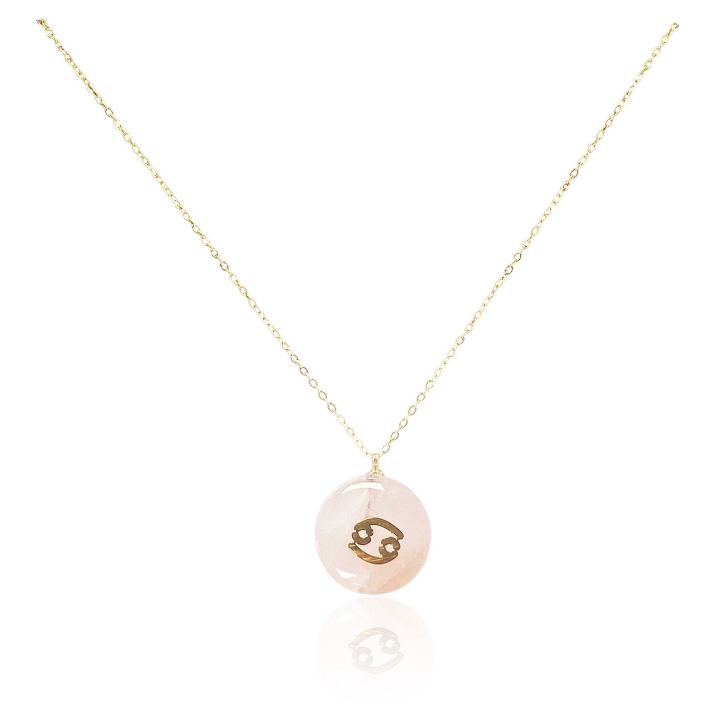 Collar bañado en oro 18K con colgante de piedra natural y signo del Zodíaco