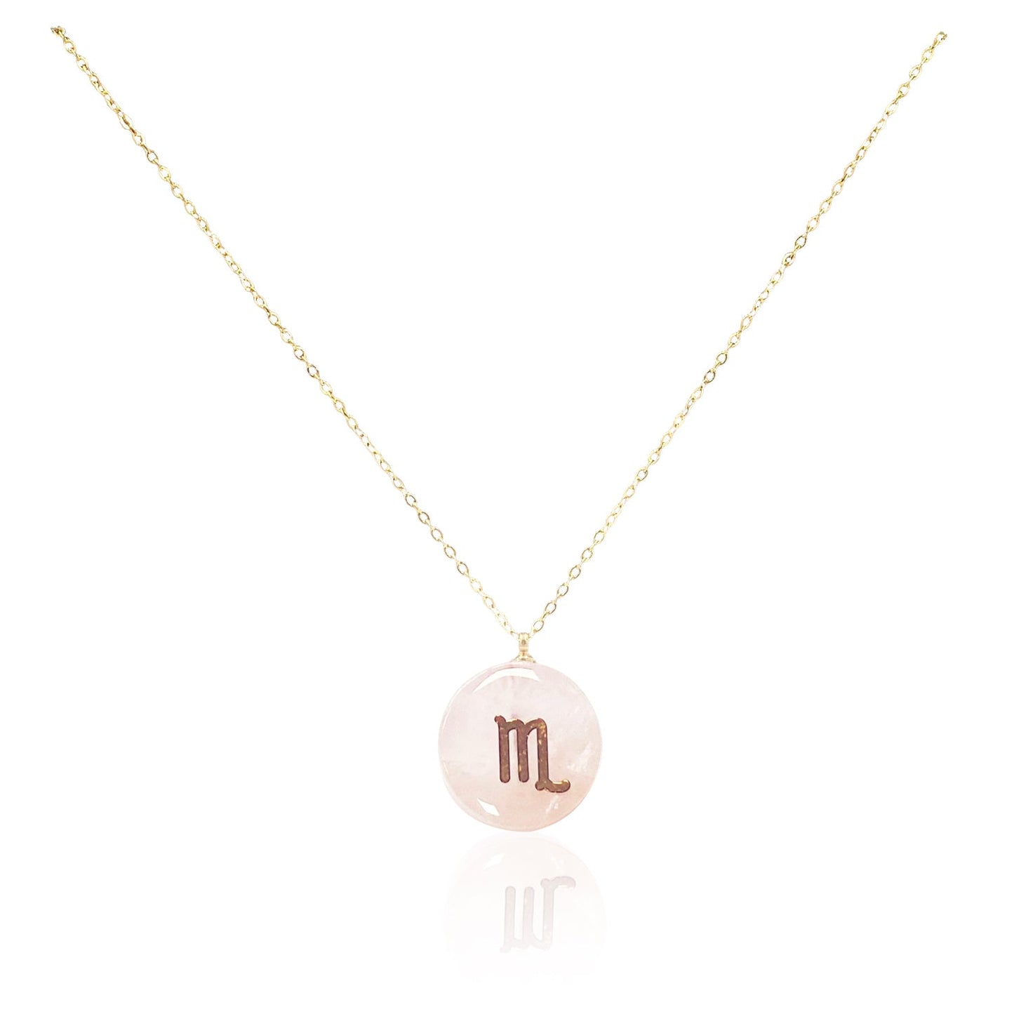 Collar bañado en oro 18K con colgante de piedra natural y signo del Zodíaco