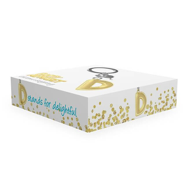 Llaveros Premium con letras en forma de Globo de Helio y mini charm plateado
