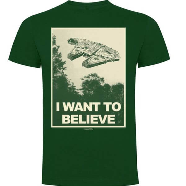 Camiseta I want to believe Halcón Milenario