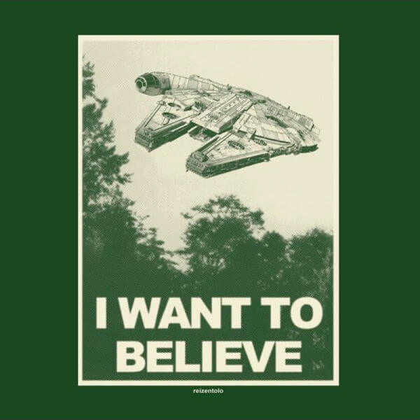 Camiseta I want to believe Halcón Milenario