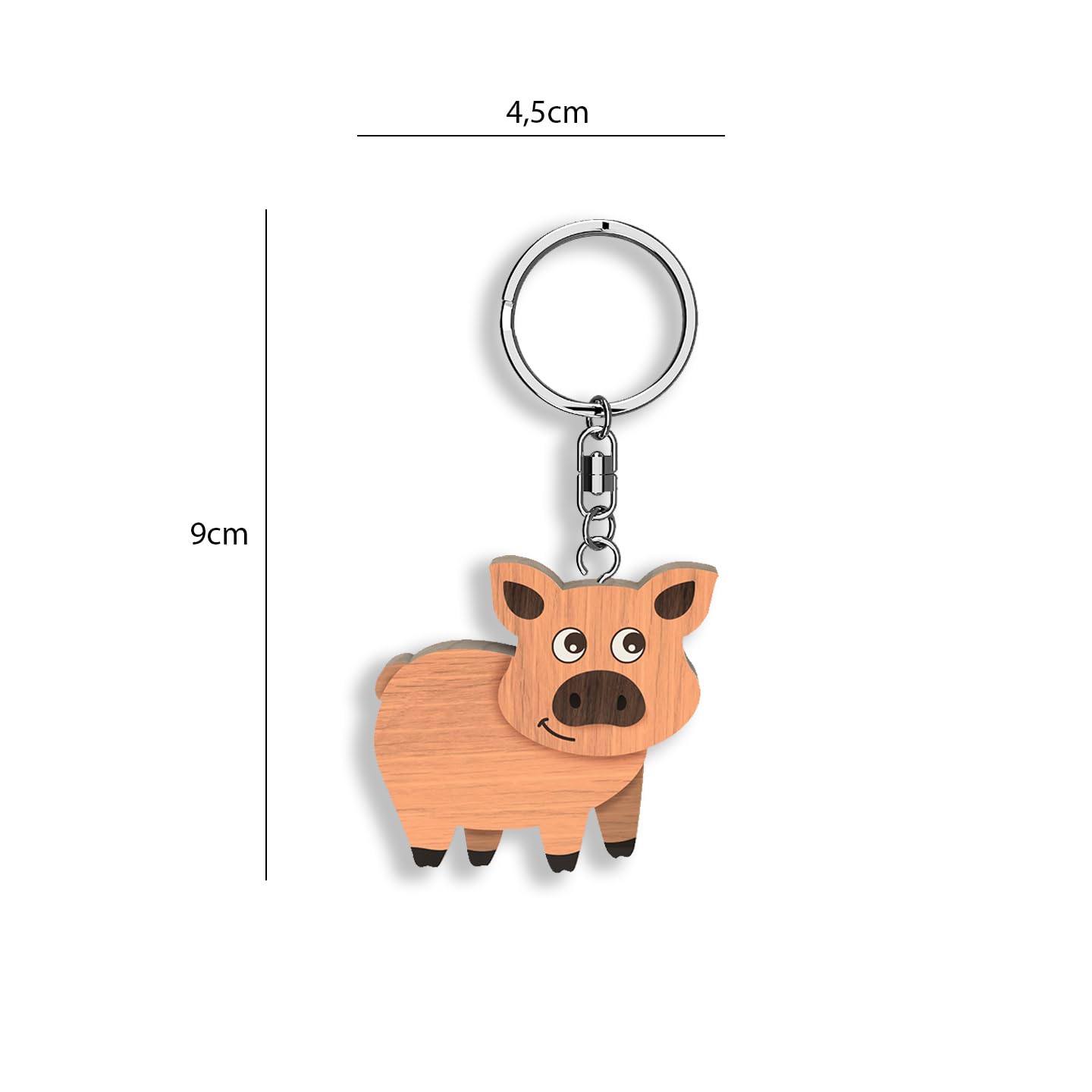 Llavero de madera con forma de Cerdito