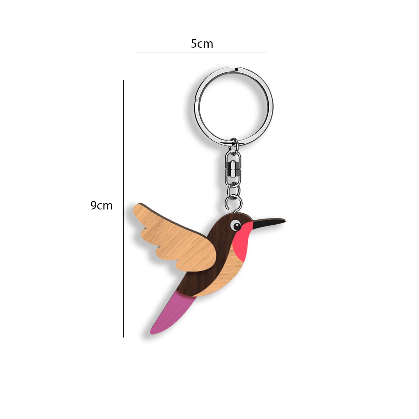 Llavero de madera con forma de Colibrí