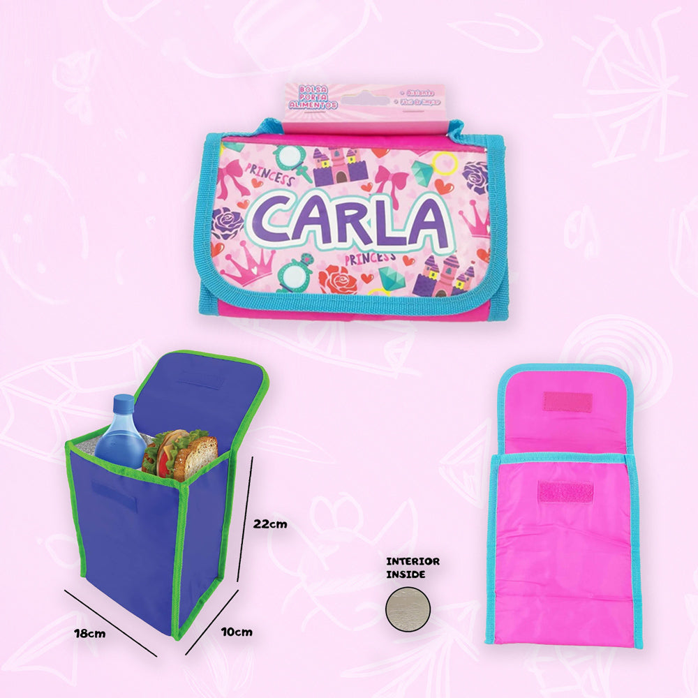 Bolsa térmica infantil porta alimentos con nombres de Niña