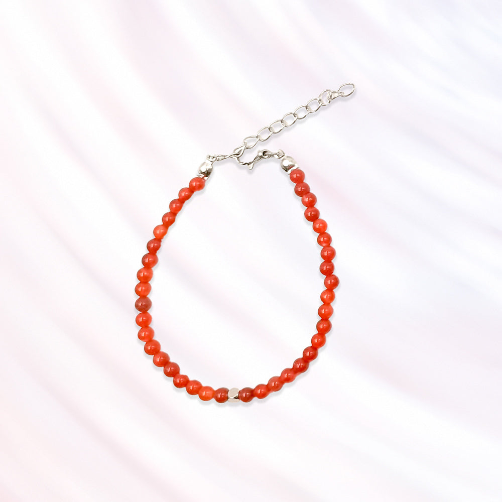 Pulsera de piedra natural Cornalina y metal