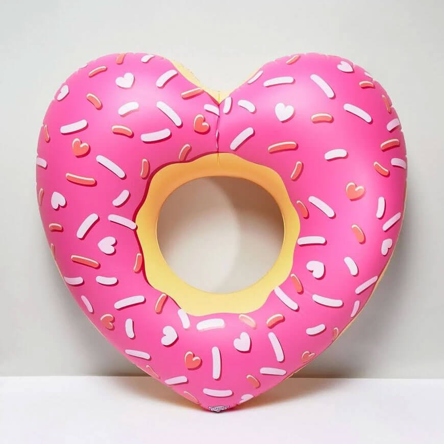 Flotador Donut rosa Gigante con forma de Corazón