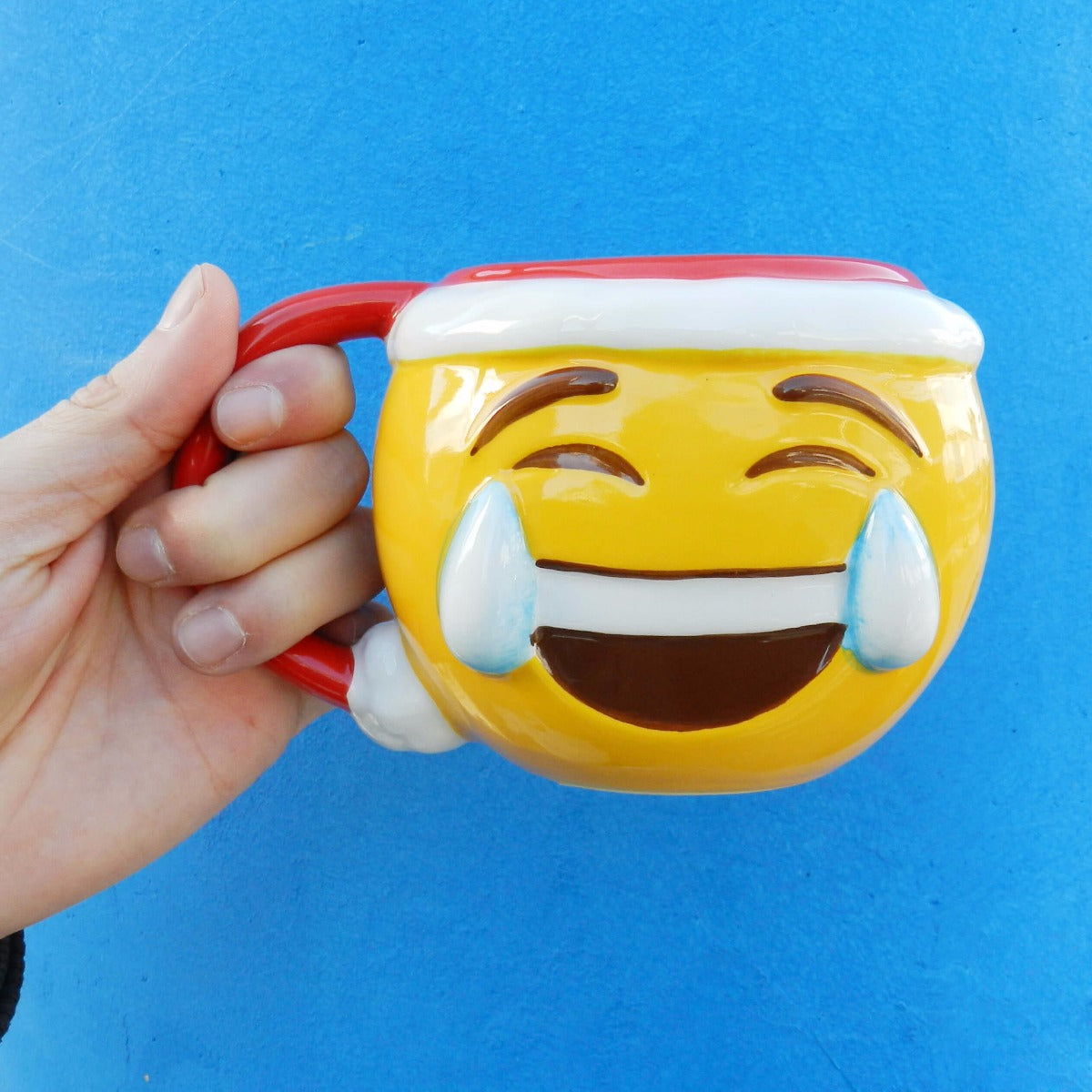 Taza emoticono Llorando de risa Navidad