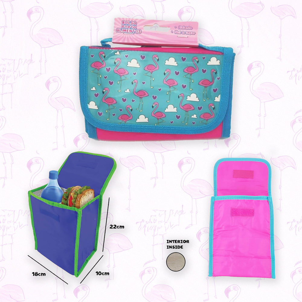 Bolsa térmica infantil porta alimentos Flamencos