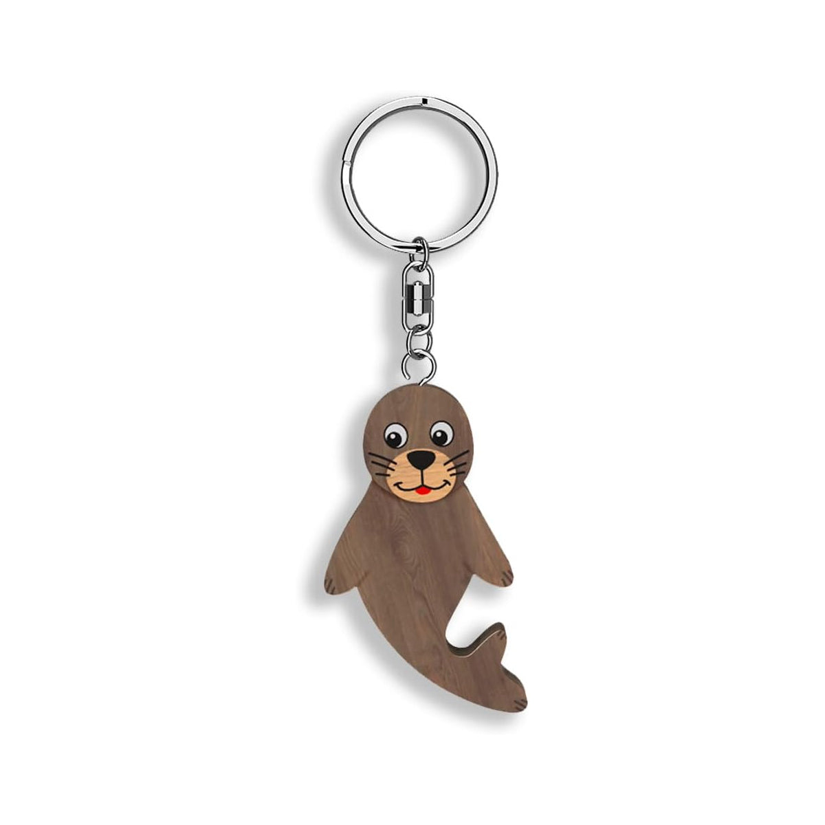 Llavero de madera con forma de Foca