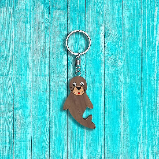 Llavero de madera con forma de Foca