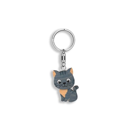 Llavero de madera con forma de Gato (varios modelos)