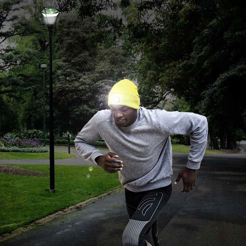 Gorro Sport amarillo neón con luz LED