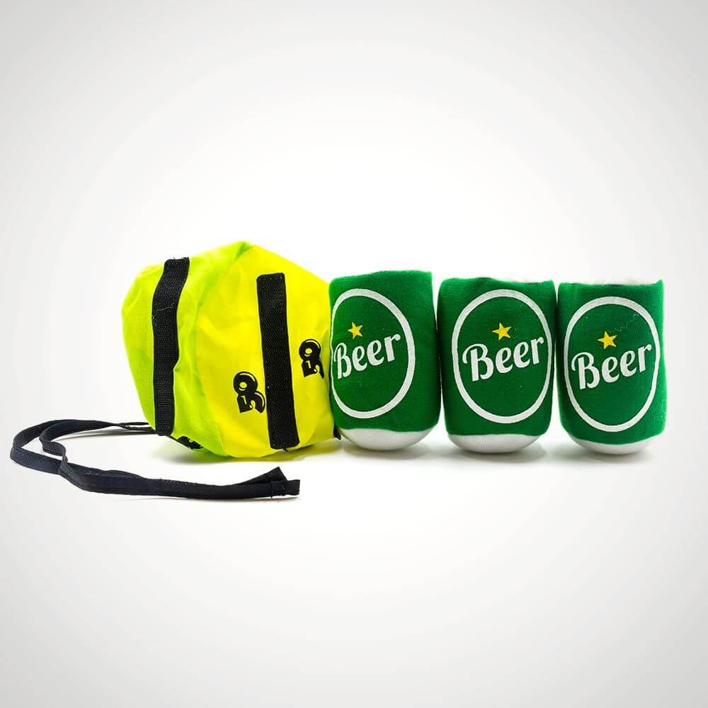 Gorro con velcro para atrapar latas de cerveza de peluche