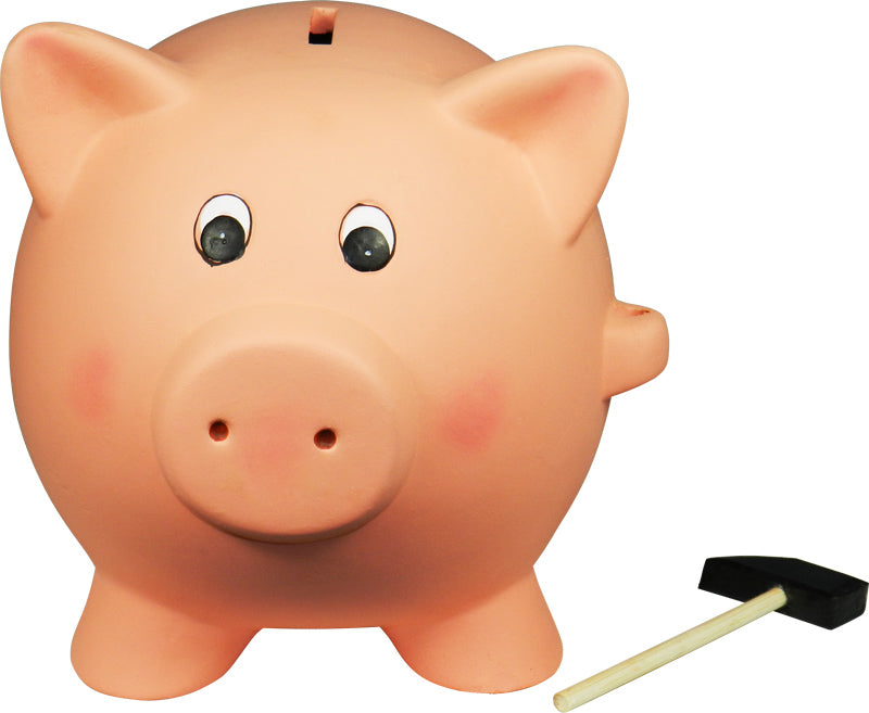Hucha de cerdito con martillo