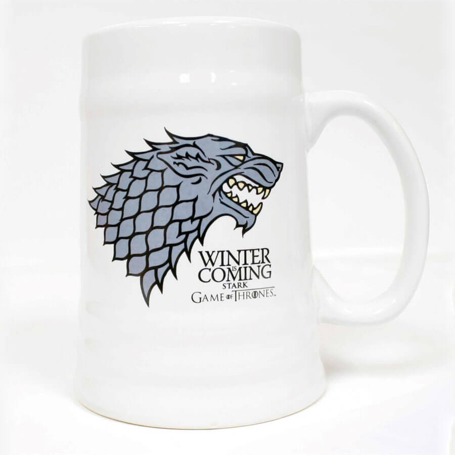 Jarra de cerveza blanca Stark Winter is Coming