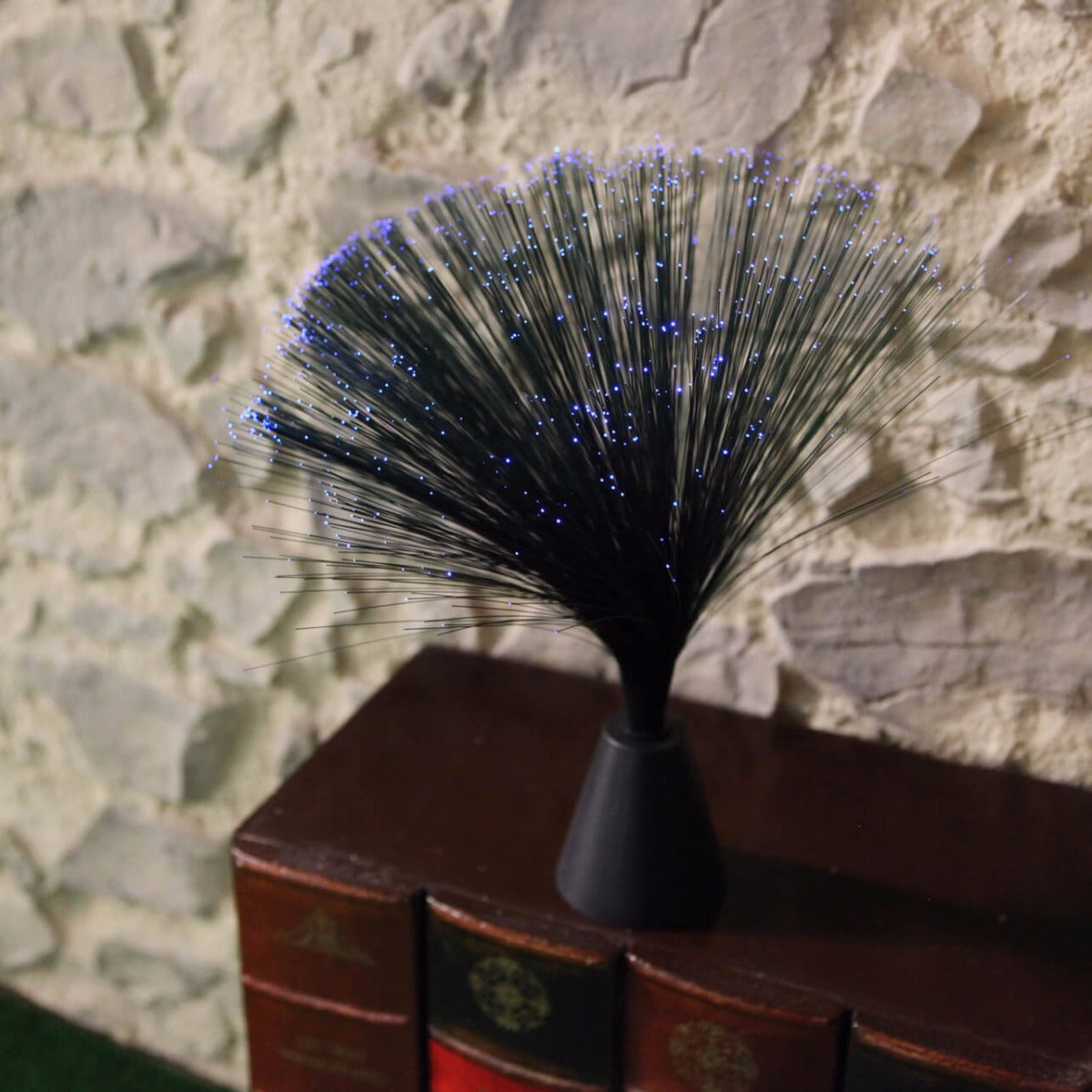 Lámpara negra mini de fibra con luz azul