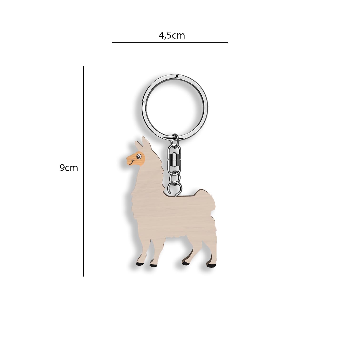 Llavero de madera con forma de Llama