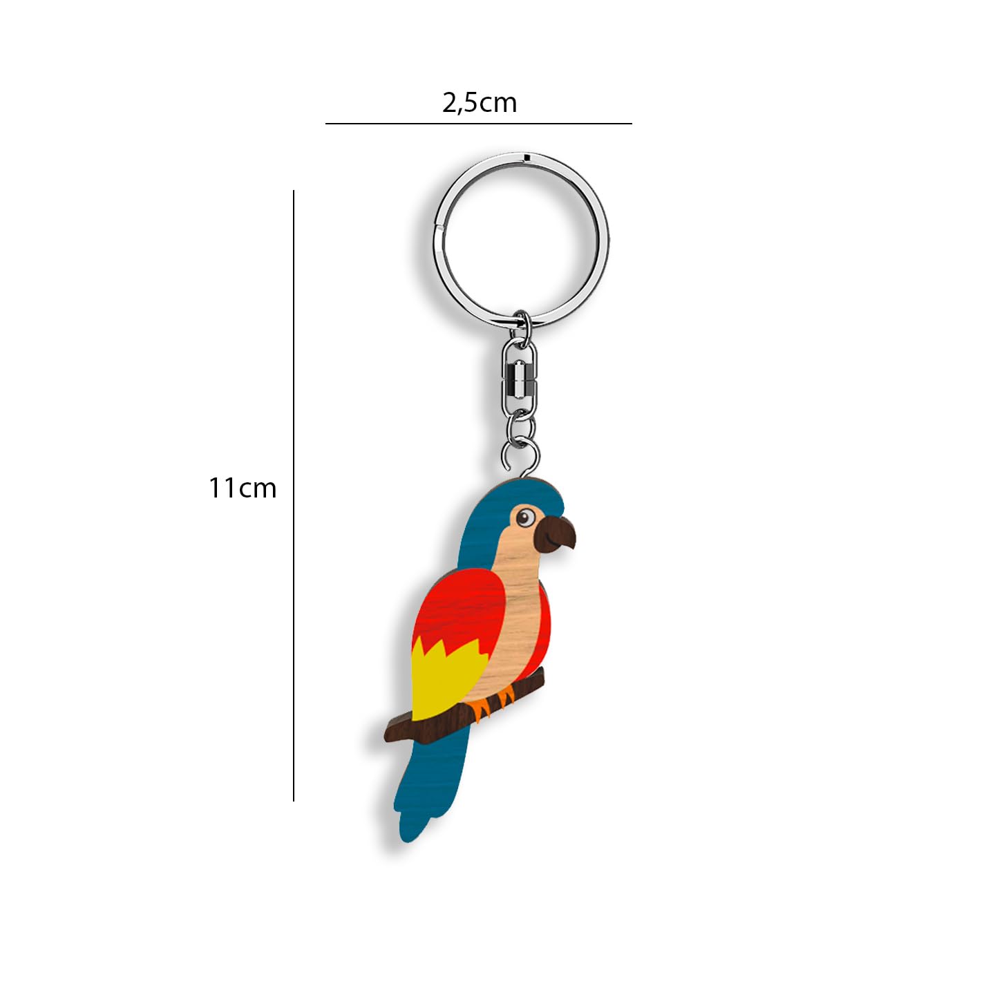 Llavero de madera con forma de Loro