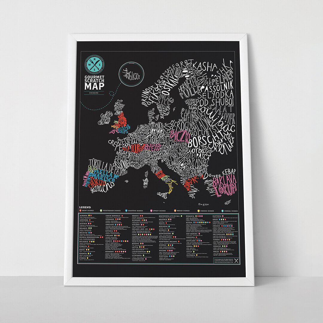 Póster Mapa para rascar Gourmets Europa