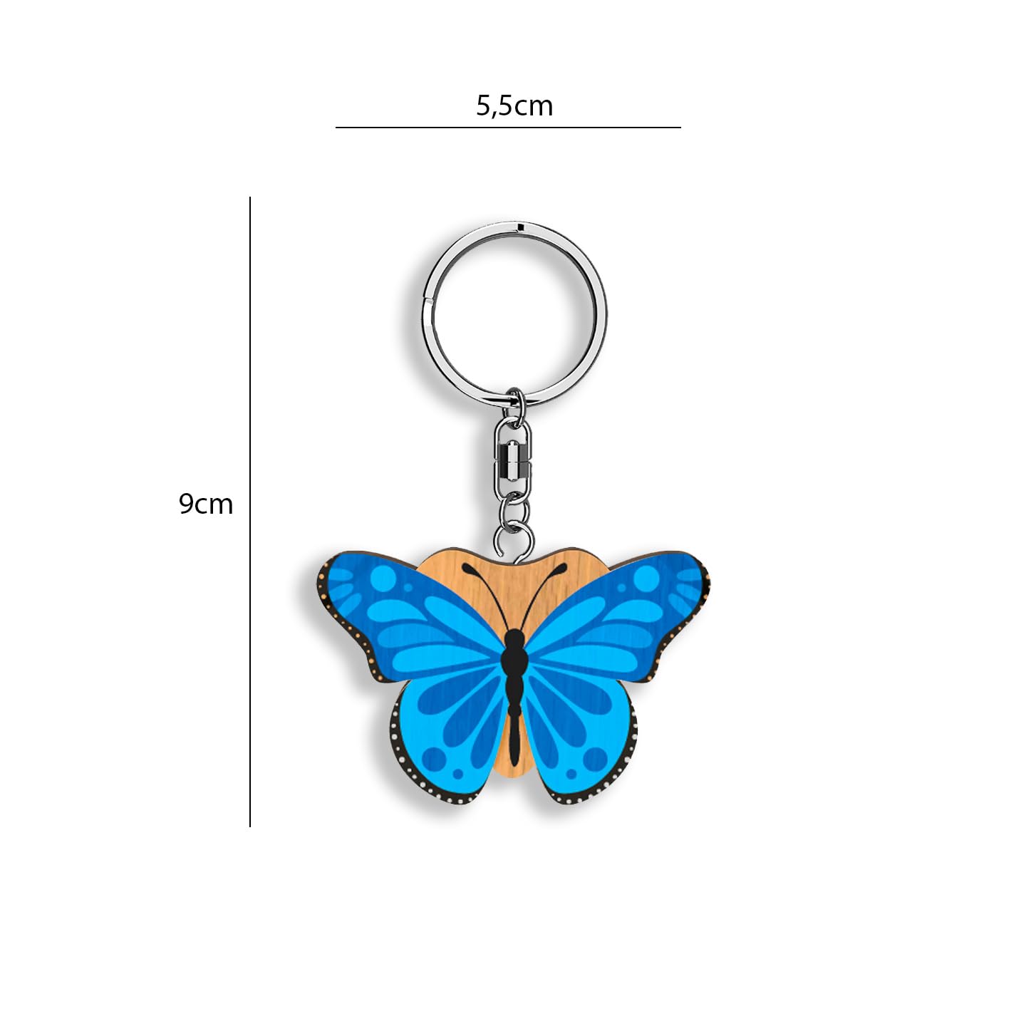 Llavero de madera con forma de Mariposa (varios colores)