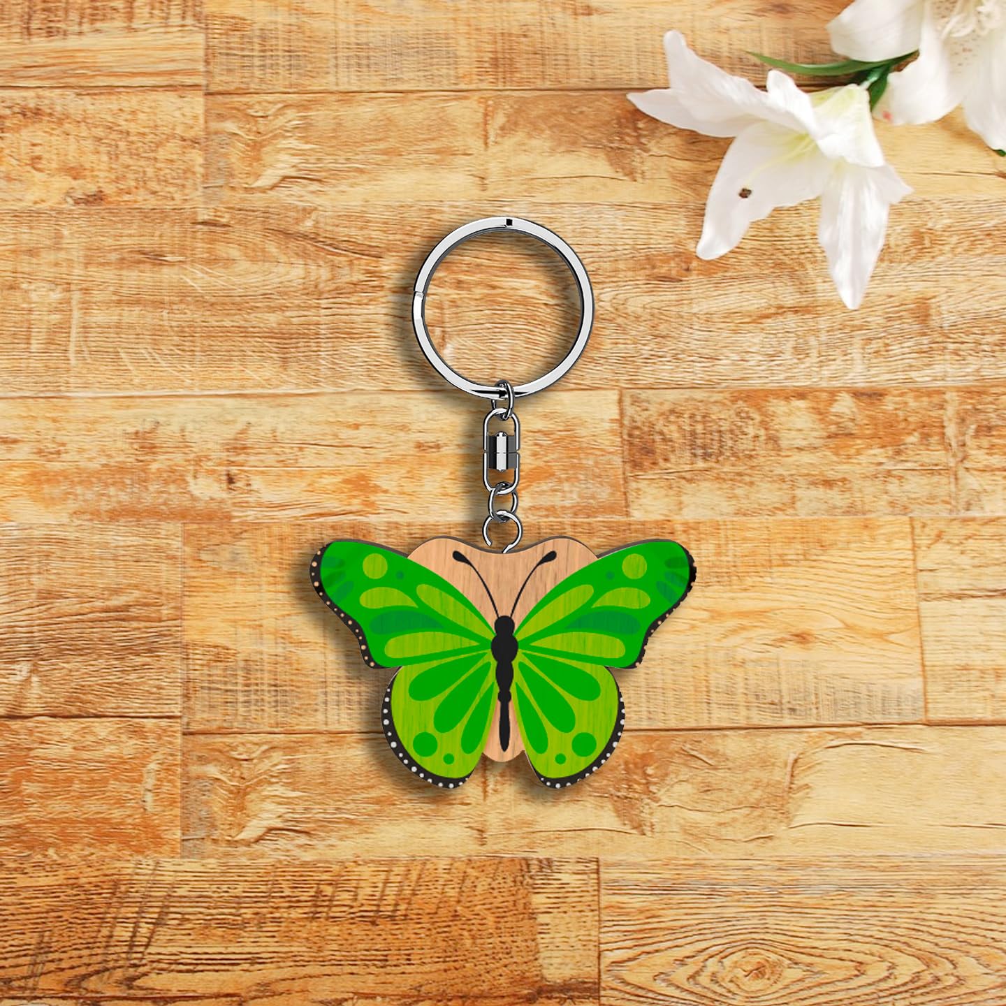Llavero de madera con forma de Mariposa (varios colores)