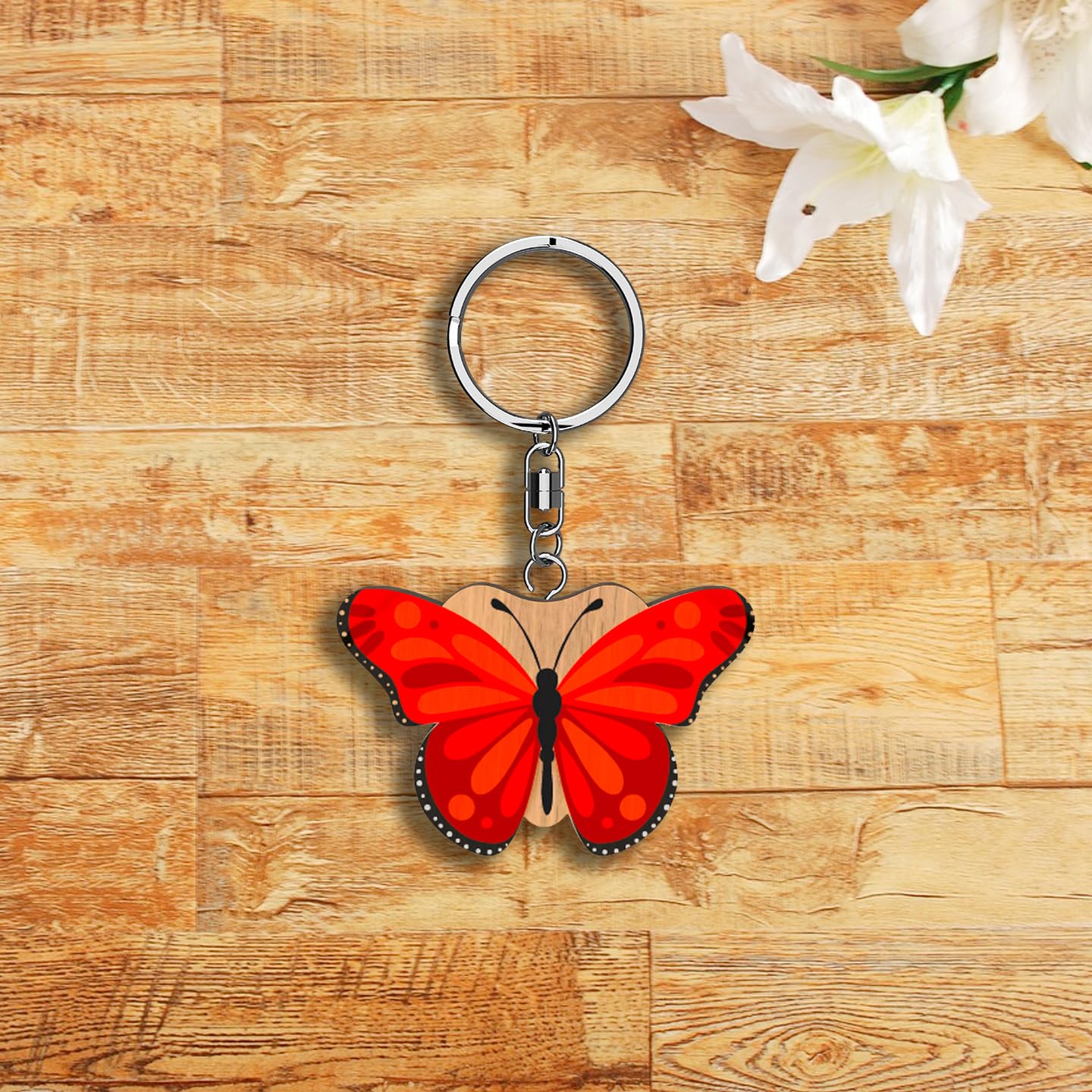 Llavero de madera con forma de Mariposa (varios colores)