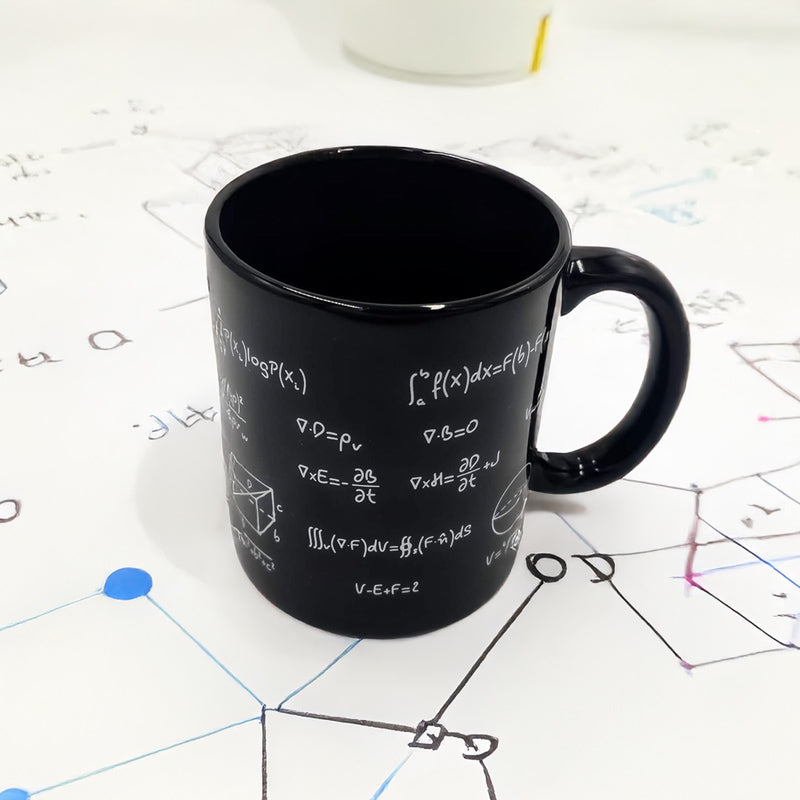Taza con fórmulas matemáticas