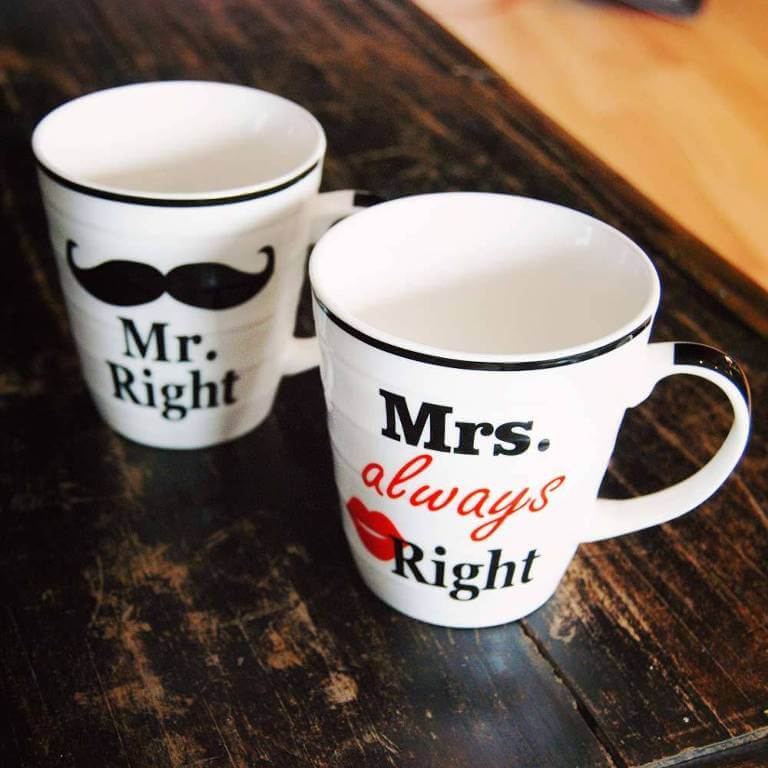 Set de 2 tazas Mr Right & Mrs Always Right