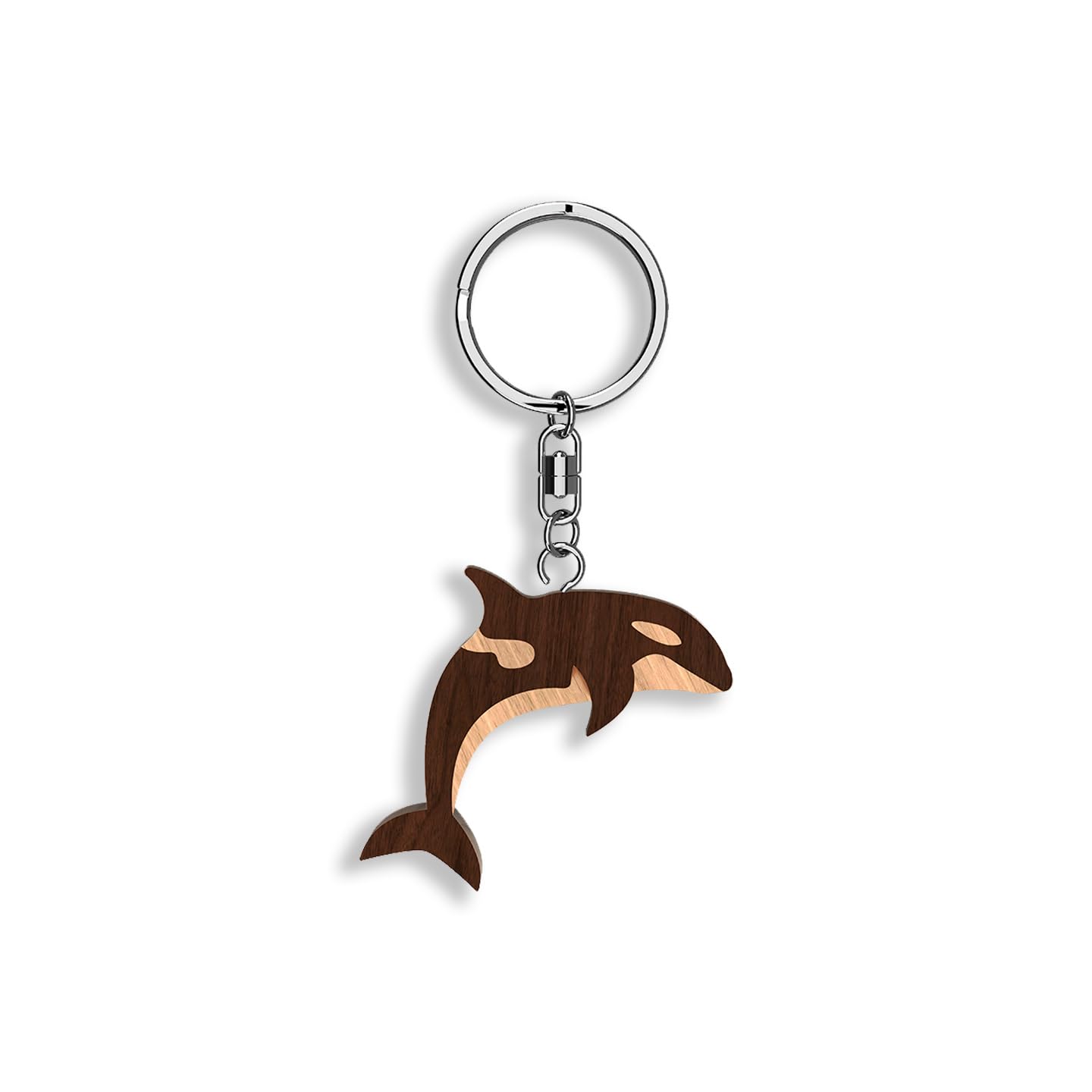 Llavero de madera con forma de Orca