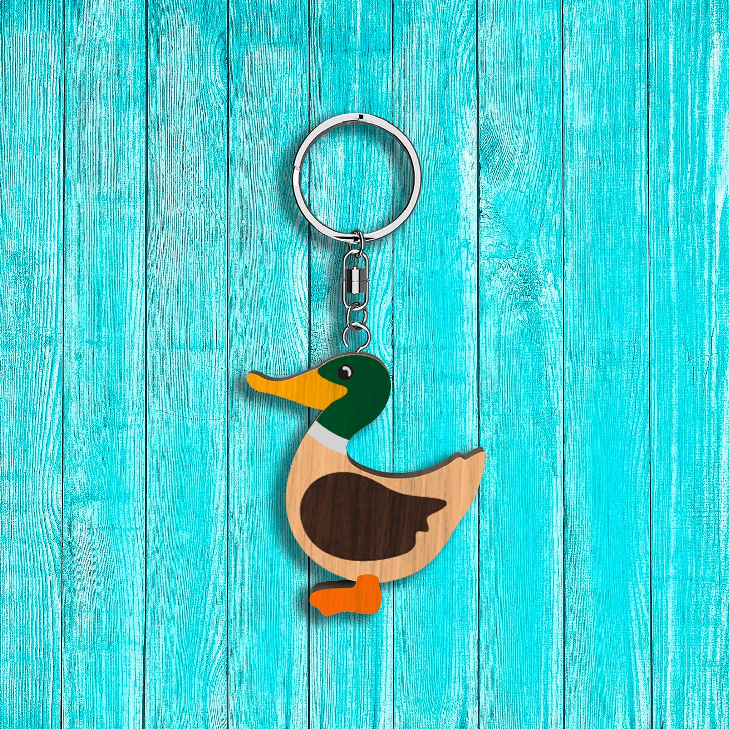 Llavero de madera con forma de Pato