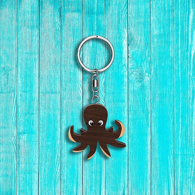 Llavero de madera con forma de Pulpo