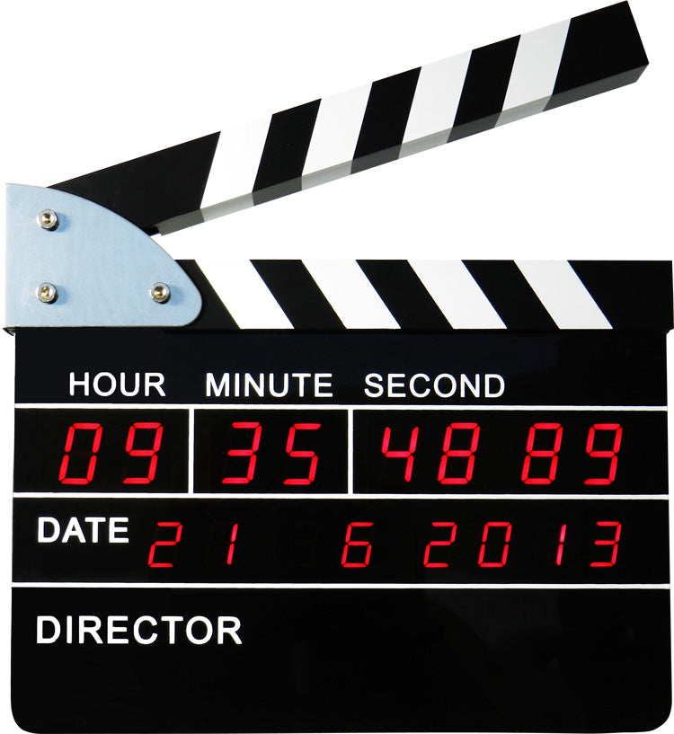 Reloj despertador claqueta de cine