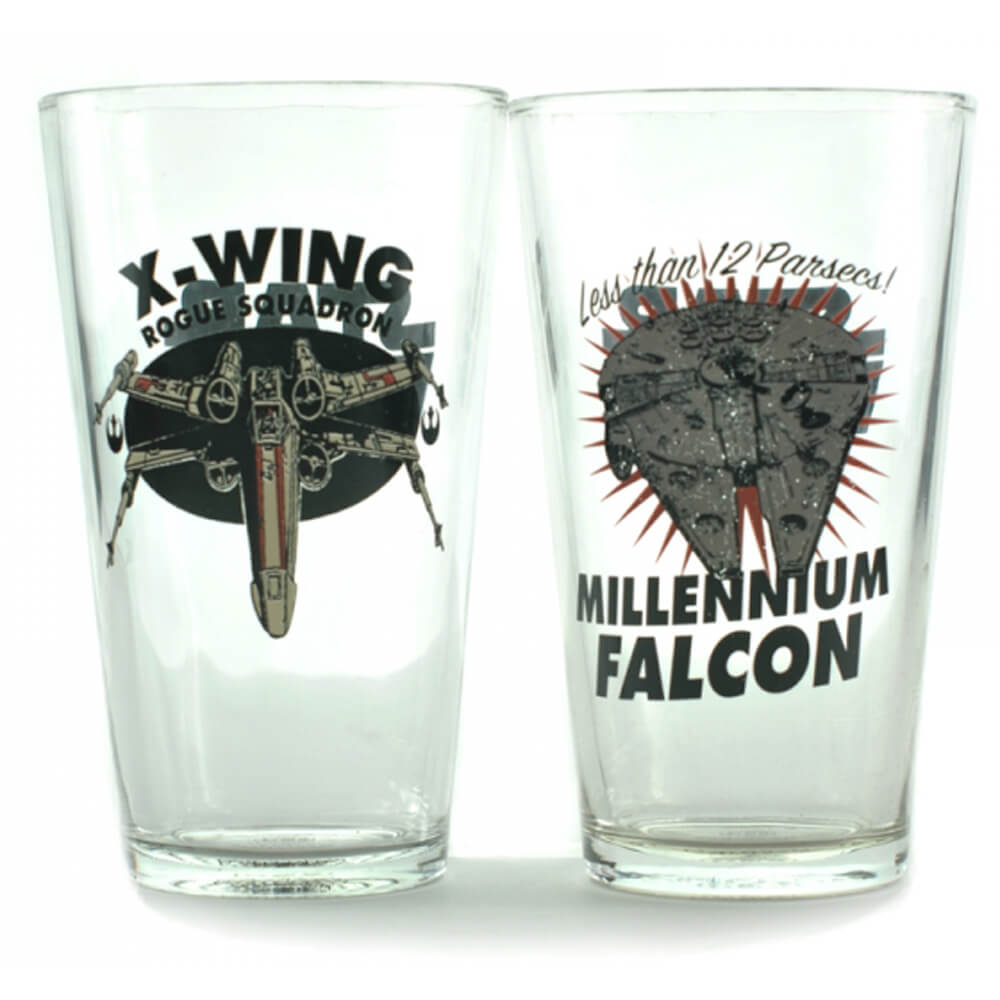 Set 2 vasos Halcón Milenario y X-Wing escuadrón Rogue - Star Wars
