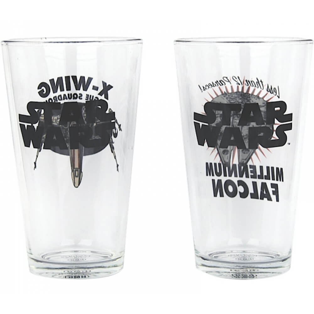 Reverso Set 2 vasos Halcón Milenario y X-Wing escuadrón Rogue - Star Wars