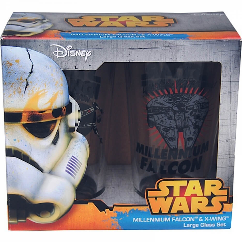 Set 2 vasos Halcón Milenario y X-Wing escuadrón Rogue - Star Wars