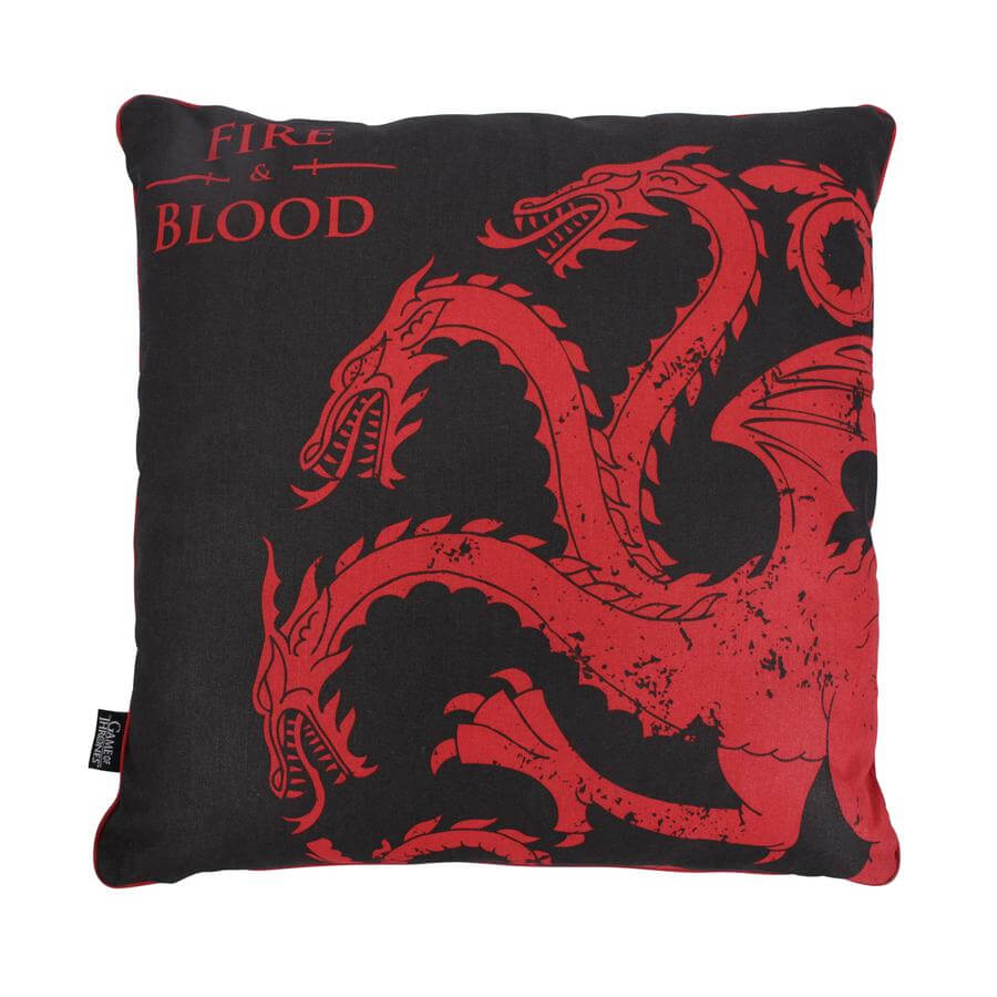 Cojín cuadrado Targaryen "Fire & Blood" 46 x 46 cm. Juego de Tronos