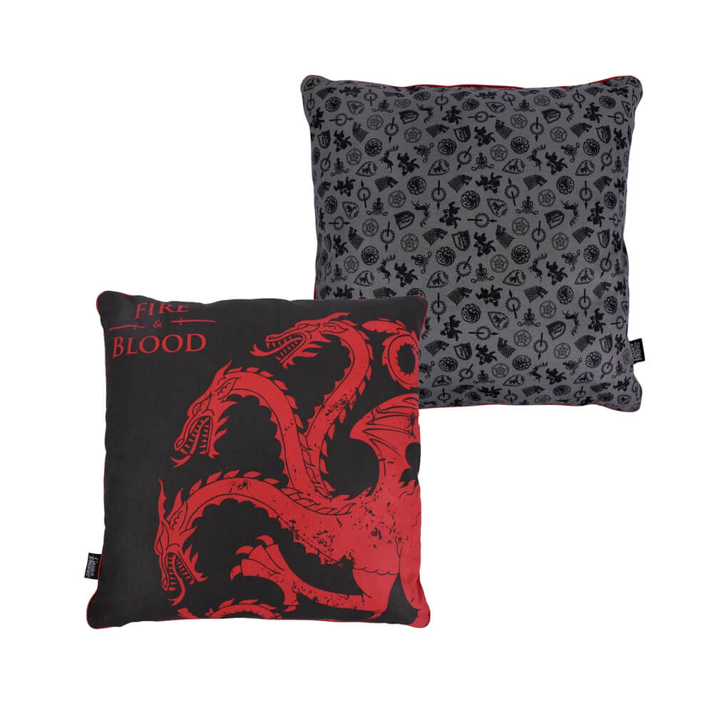 Cojín cuadrado Targaryen "Fire & Blood" 46 x 46 cm. Juego de Tronos