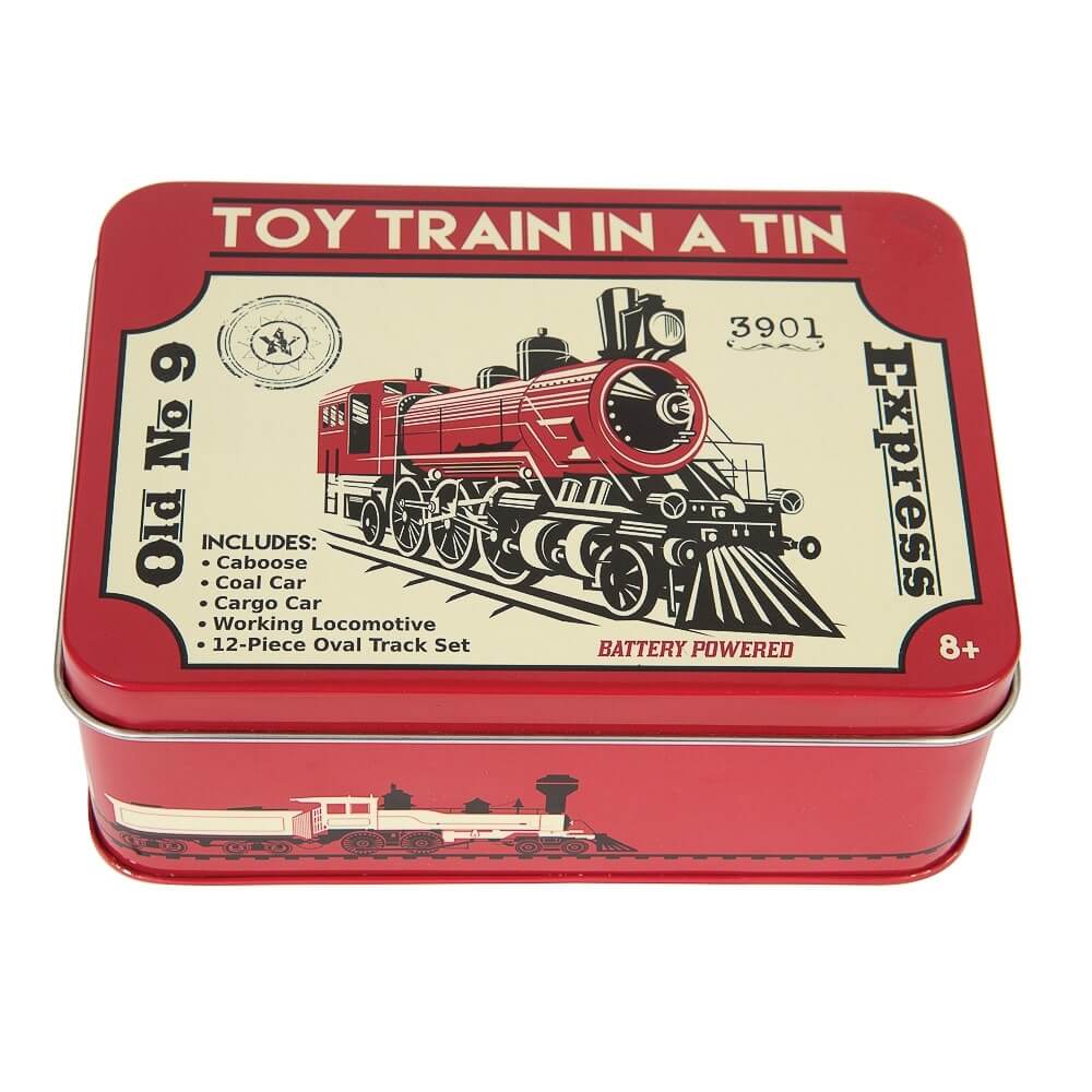 Train in a Tin. Tren de juguete en caja de metal
