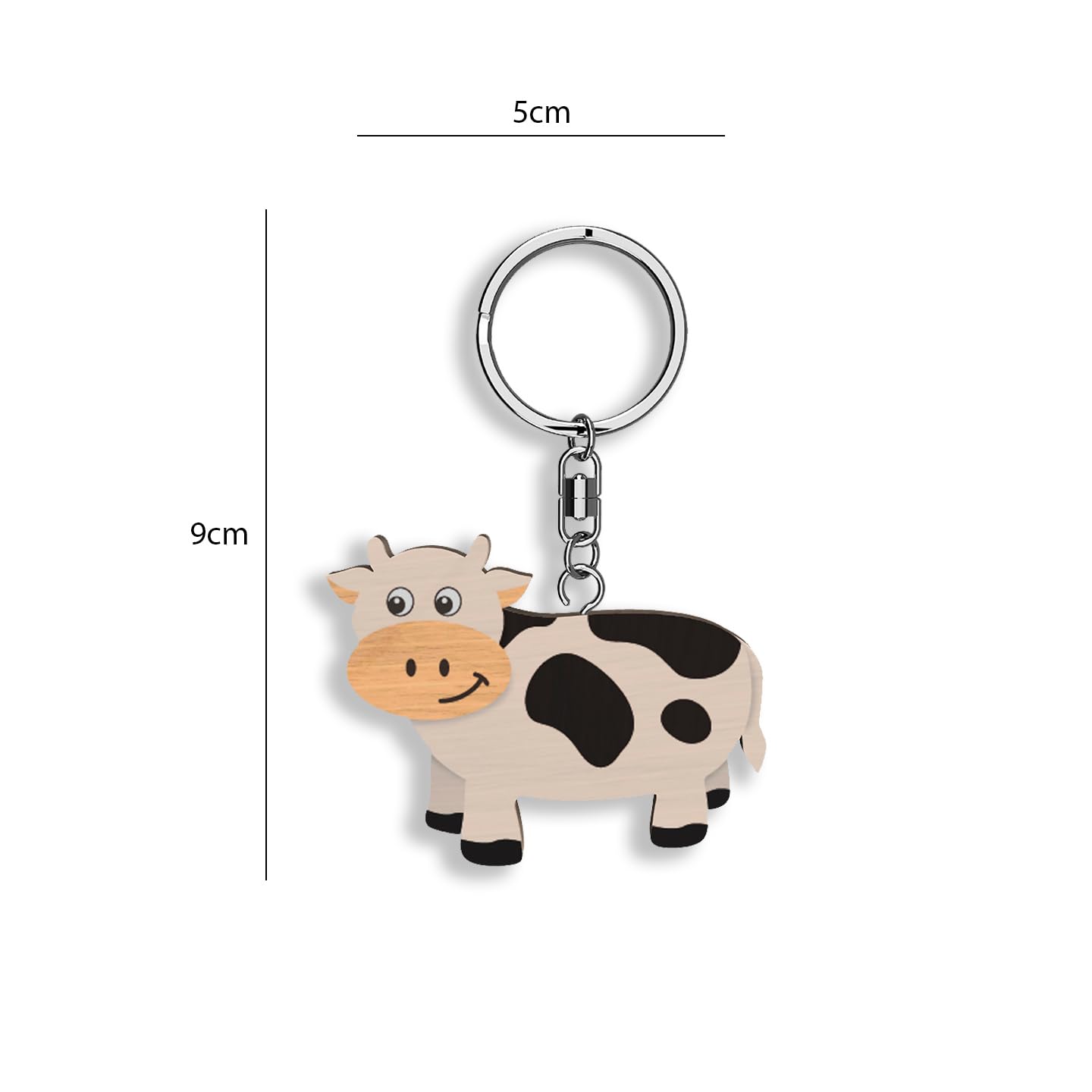Llavero de madera con forma de Vaca