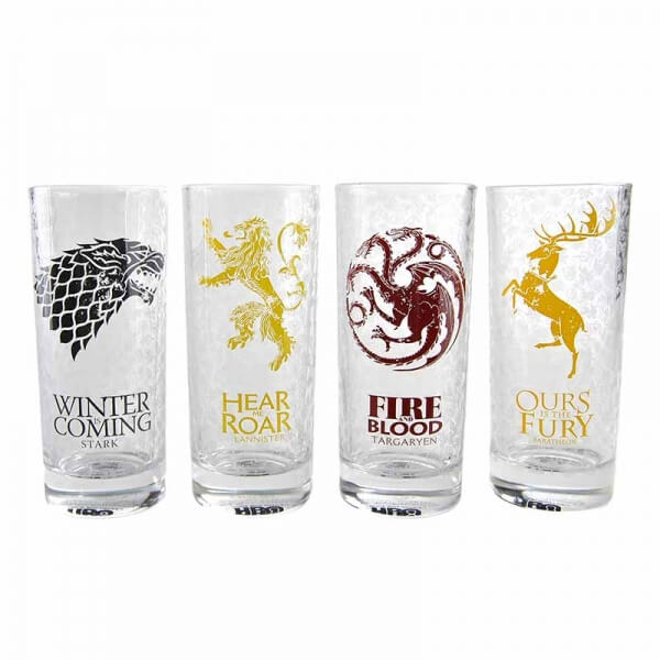 Set 4 Vasos casas de Juego de Tronos