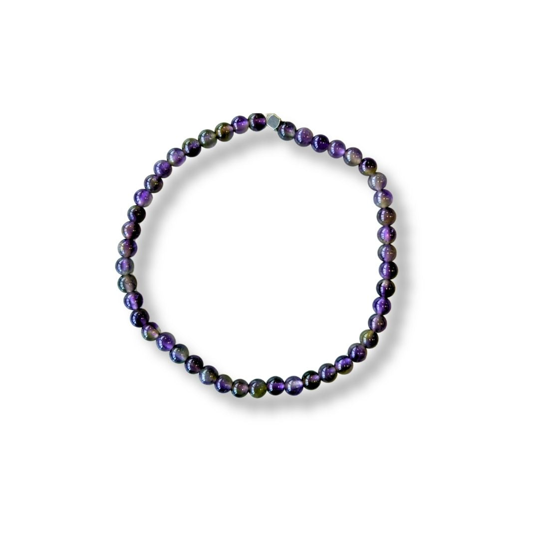 Pulsera de piedra natural Amatista y metal