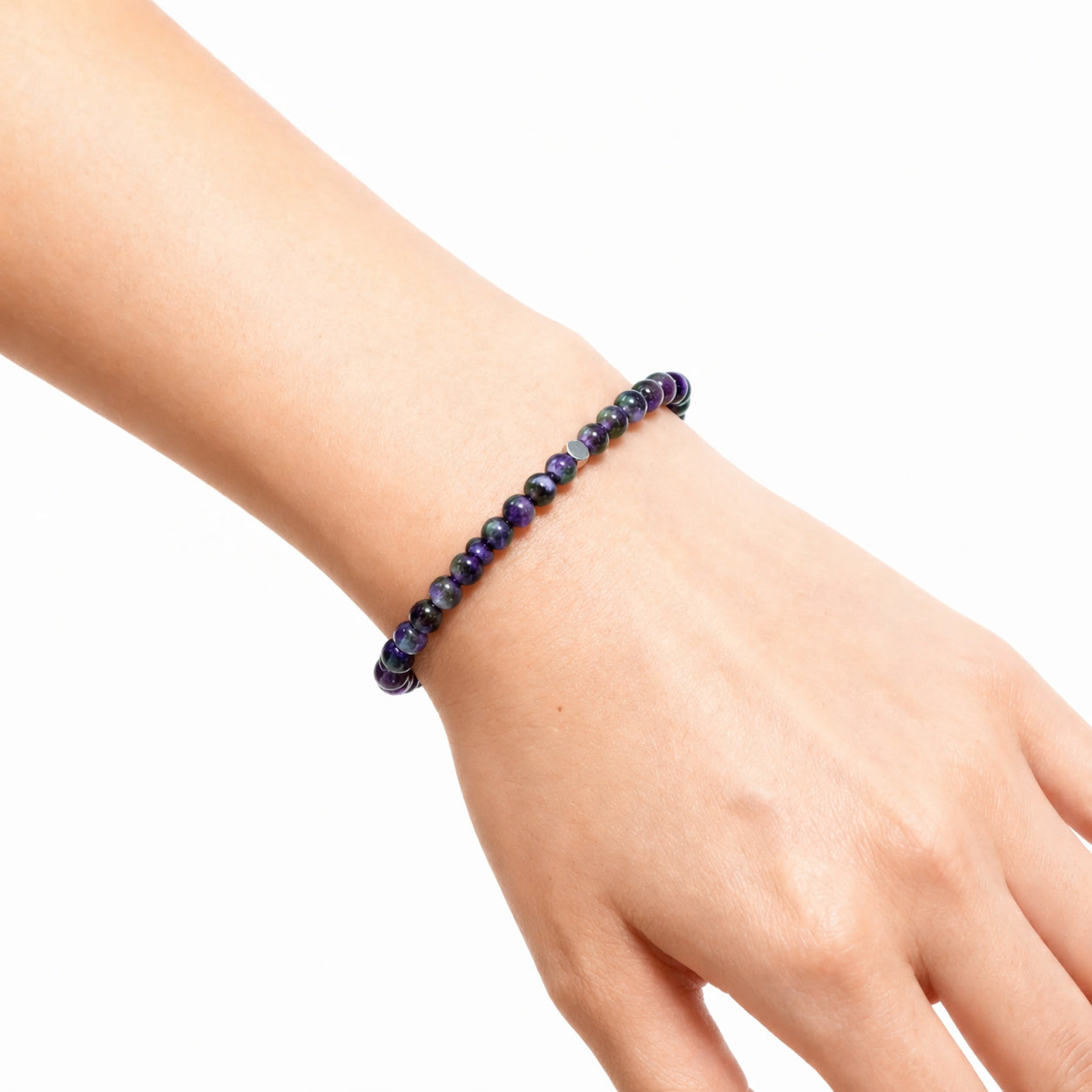 Pulsera de piedra natural Amatista y metal
