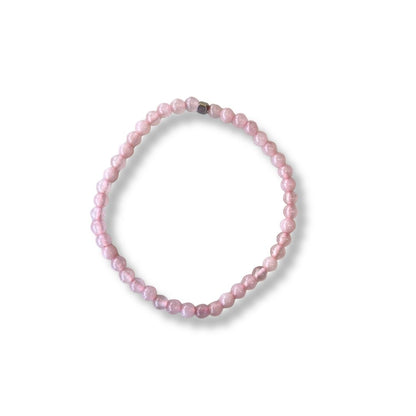 Pulsera de piedra natural Cuarzo rosa y metal