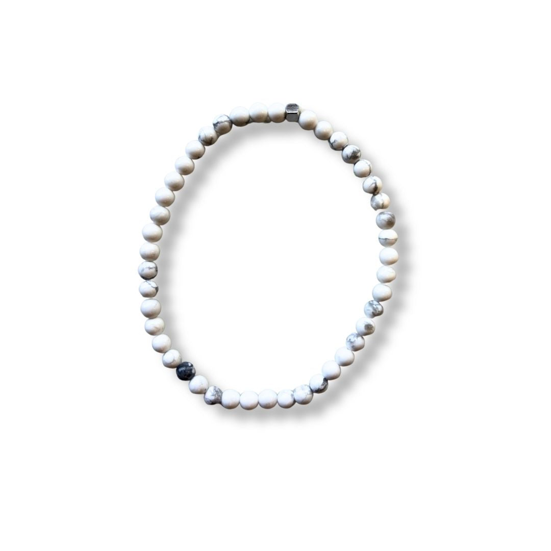 Pulsera de piedra natural Howlita y metal