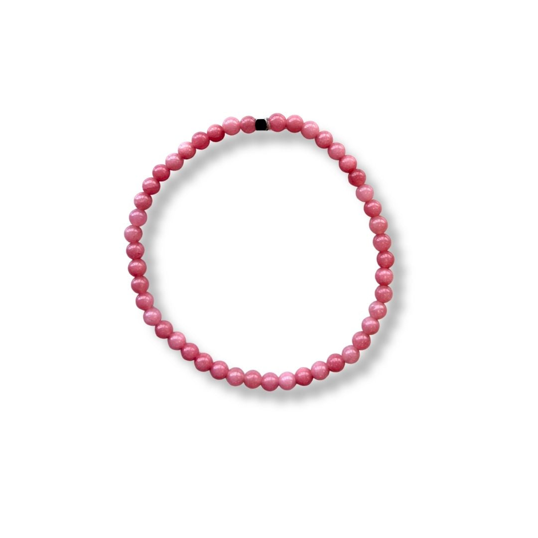 Pulsera de piedra natural Ágata rosa y metal