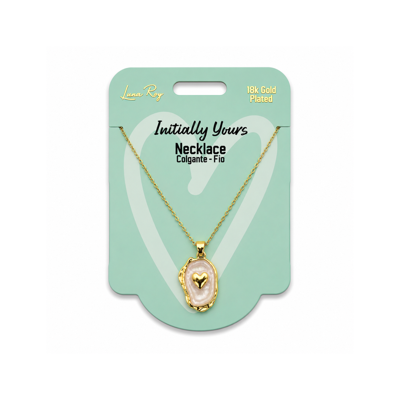 Collar Initially Yours para Mujer Bañado en Oro 18K con Colgante Corazón, Varios Diseños