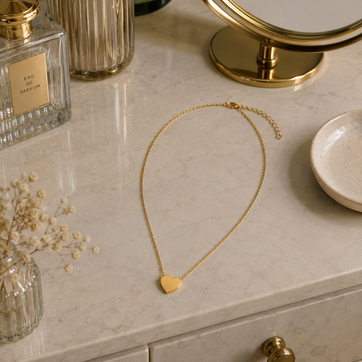 Collar Initially Yours para Mujer Bañado en Oro 18K con Colgante Corazón, Varios Diseños