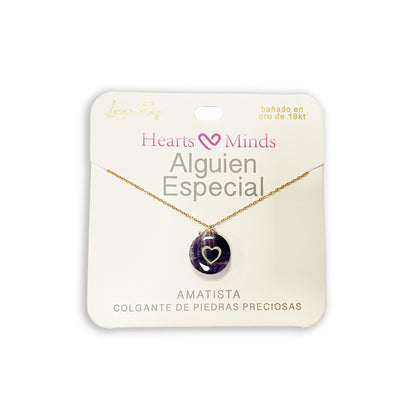Collar bañado en oro 18K con colgante de piedra natural y un Corazón
